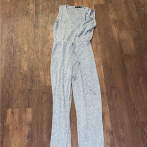 Tall Grey one piece pant jumpsuit .